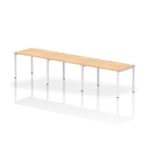 Impulse Single Row 3 Person Bench Desk W1200 x D800 x H730mm Maple Finish White Frame - IB00324 DD